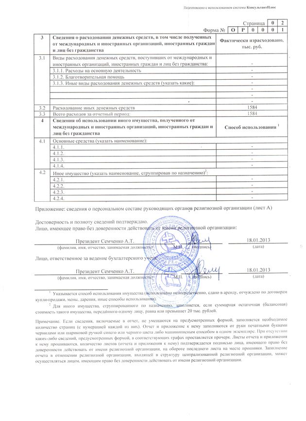 Отчетность МРО ХРЦ "Протестант"